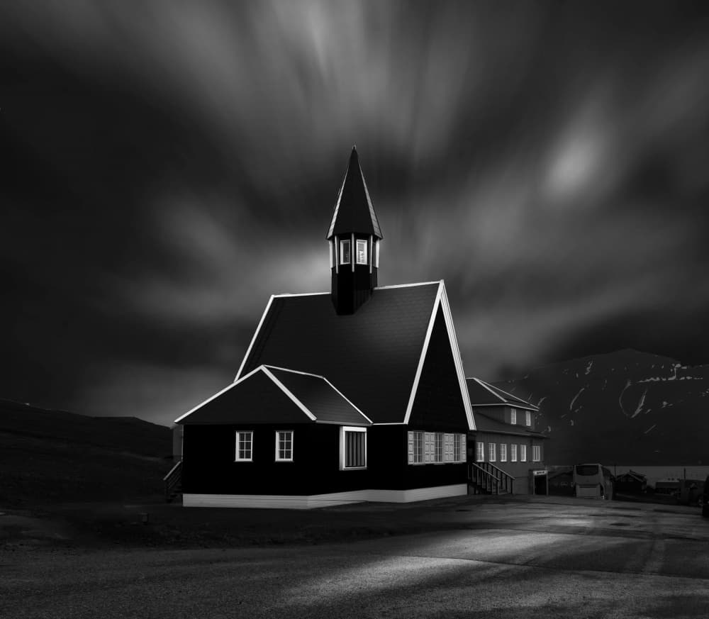 Moody Church Night by Jiahong Zeng — canvas wall art