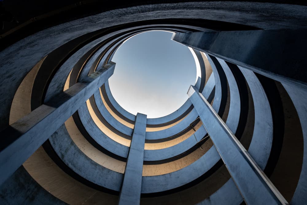 Concrete Spiral Ascent by Franco Tessarolo — canvas wall art