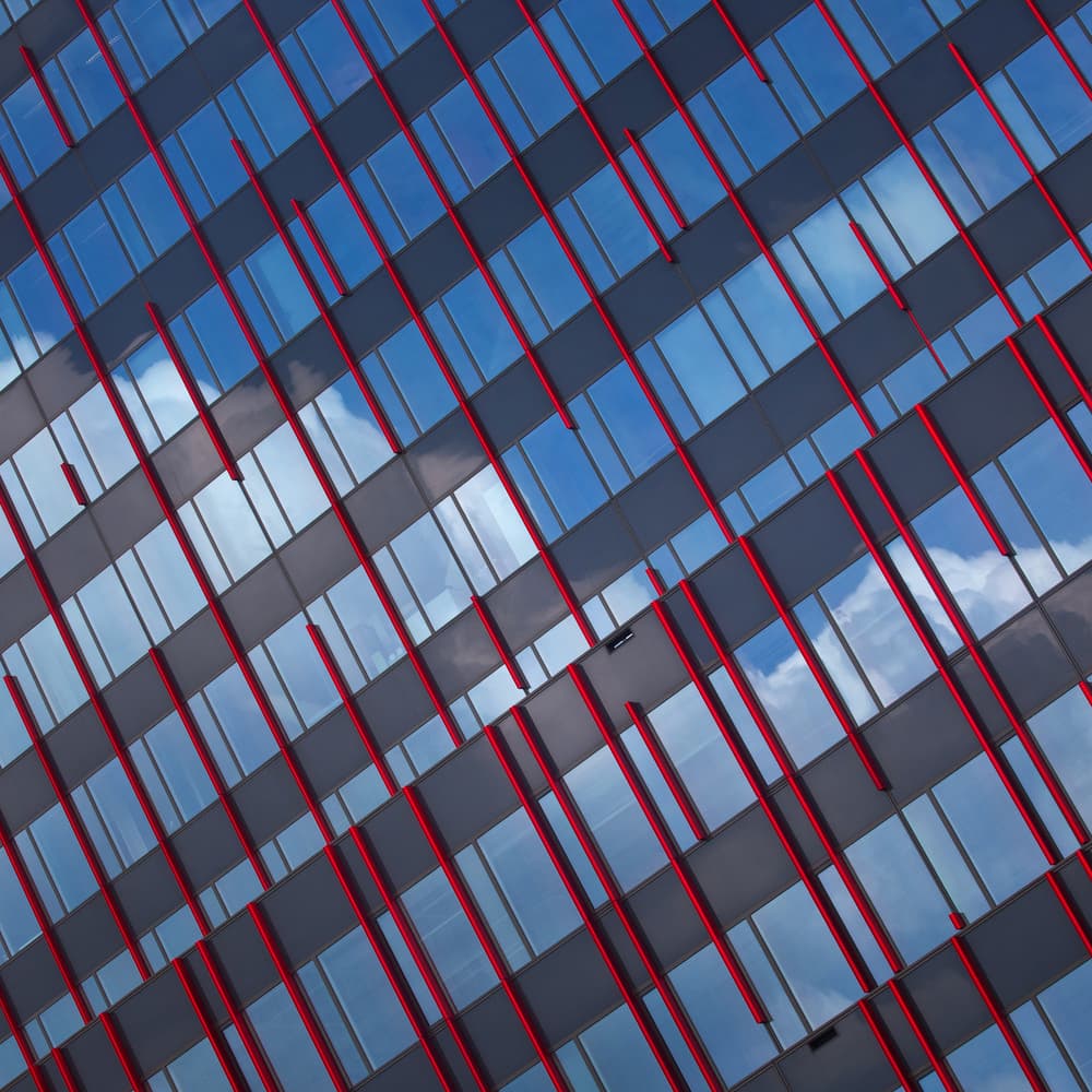 Red Lines Blue Reflections by Jeroen van de Wiel — canvas wall art
