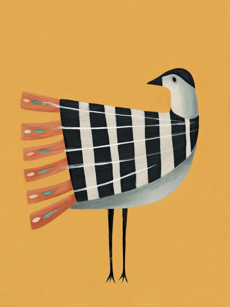 Whimsical Plaid Bird by City Art — canvas wall art
