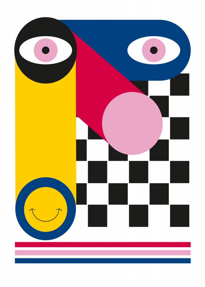 Playful Geometric Face by SERGIO ORTIZ — canvas wall art