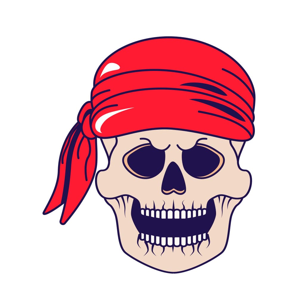 Fierce Pirate Skull Bandana by Marika Barsrsind β canvas wall art