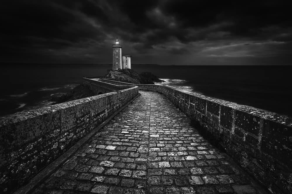 Stormy Lighthouse Path by Krzysztof Browko — canvas wall art