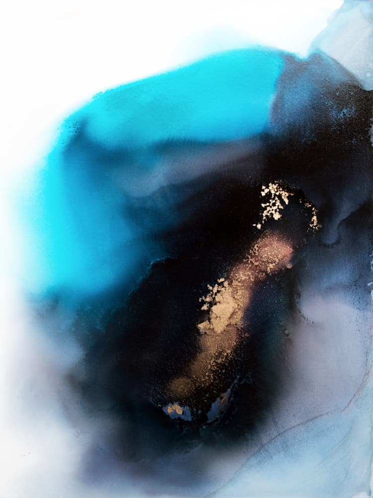 Teal Gold Abstract Flow by Alyson Storms — canvas wall art