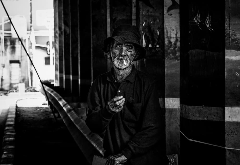 Urban Smoker Portrait by Joxe Inazio Kuesta Garmendia — canvas wall art
