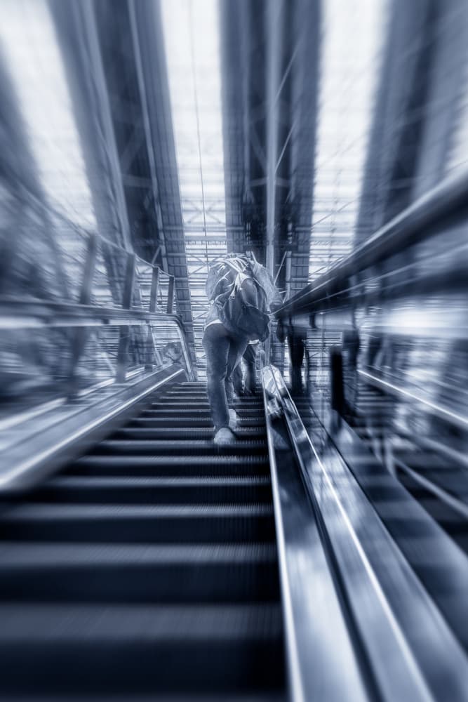 Urban Escalator Ascent by Satoshi Hatsumori — canvas wall art
