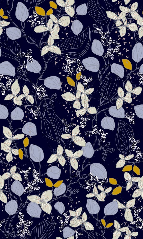 Blue Gold Leaf Pattern by Annick — canvas wall art