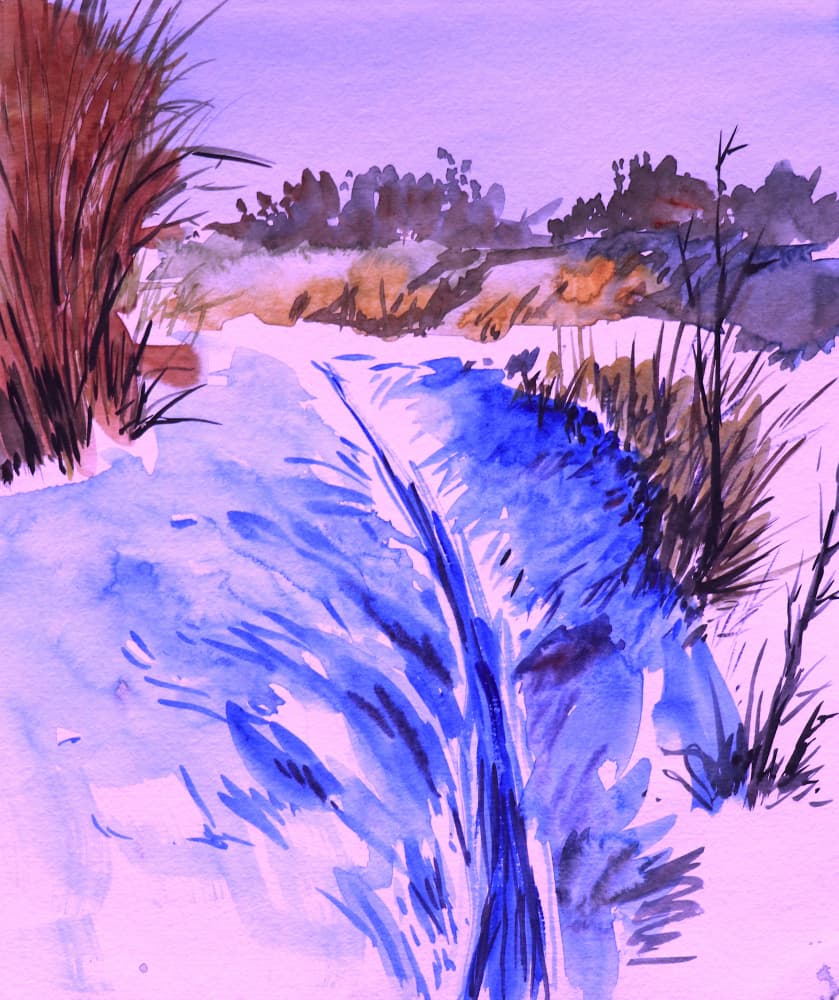 Snowy Winter Stream by Santhosh ch — canvas wall art