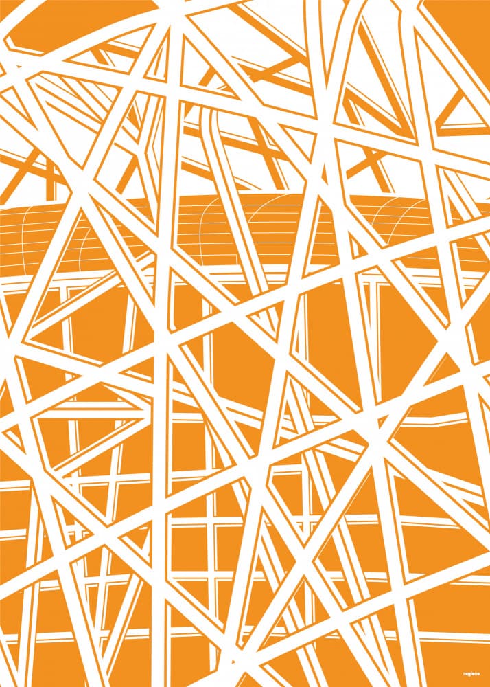 Tangled Orange Architecture by zaglono — canvas wall art