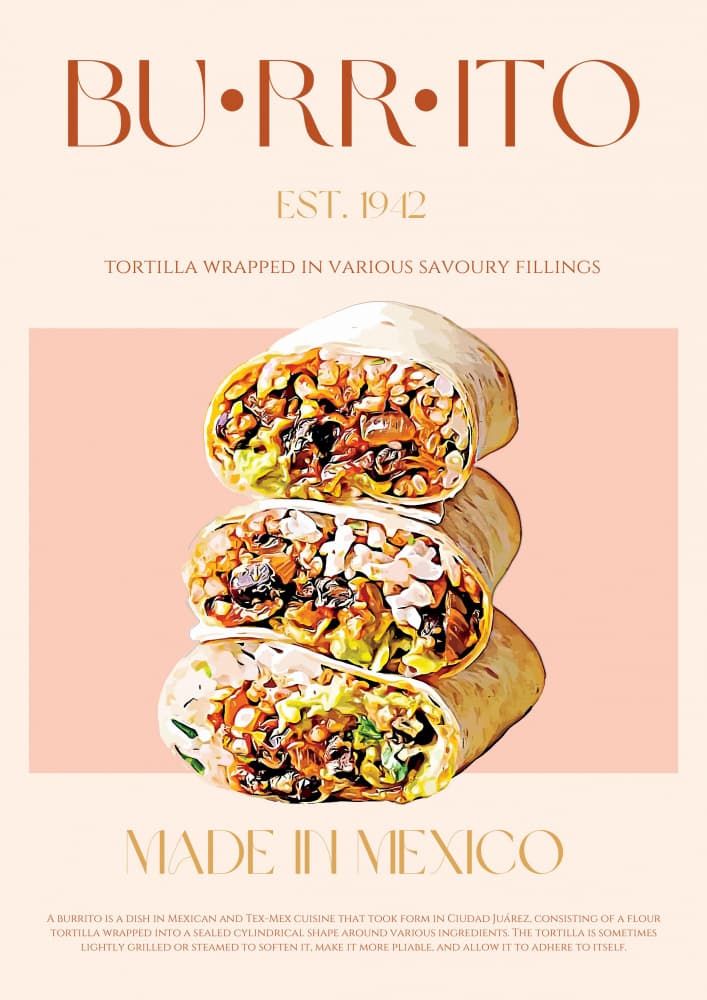 Stacked Mexican Burritos by Nazma Khokhar — canvas wall art