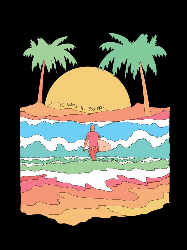 Surfer Beach Sunset by Stephen Wade — canvas wall art