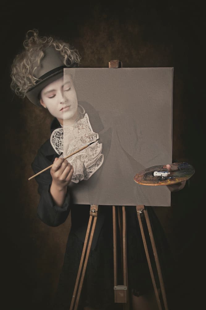 Artist Paints Self Portrait by Carola Kayen-Mouthaan — canvas wall art
