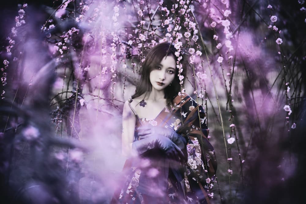 Serene Plum Blossom Woman by KOIKI — canvas wall art