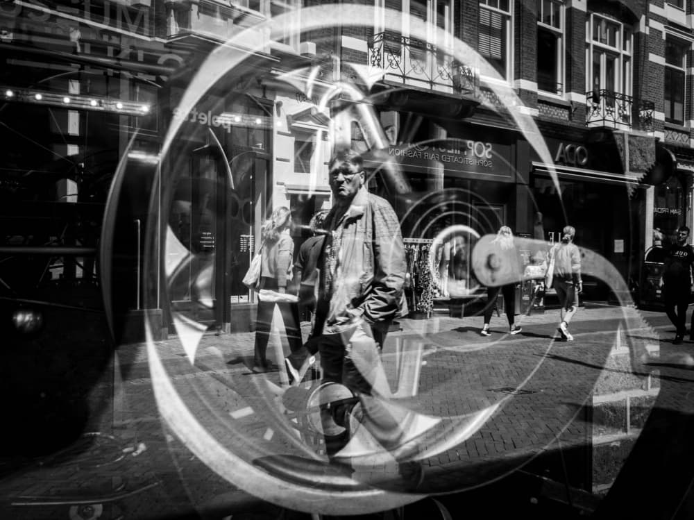 Street Man Reflections by Fernando Coelho — canvas wall art