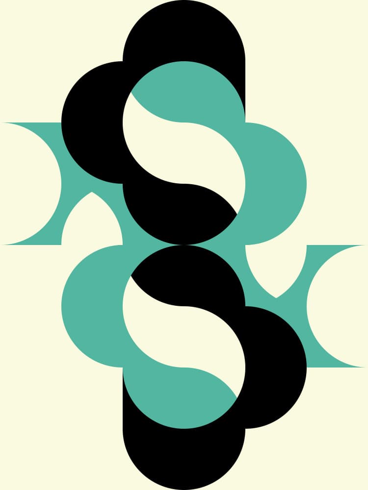 Teal Black Abstract Curves by Petr Strnad — canvas wall art