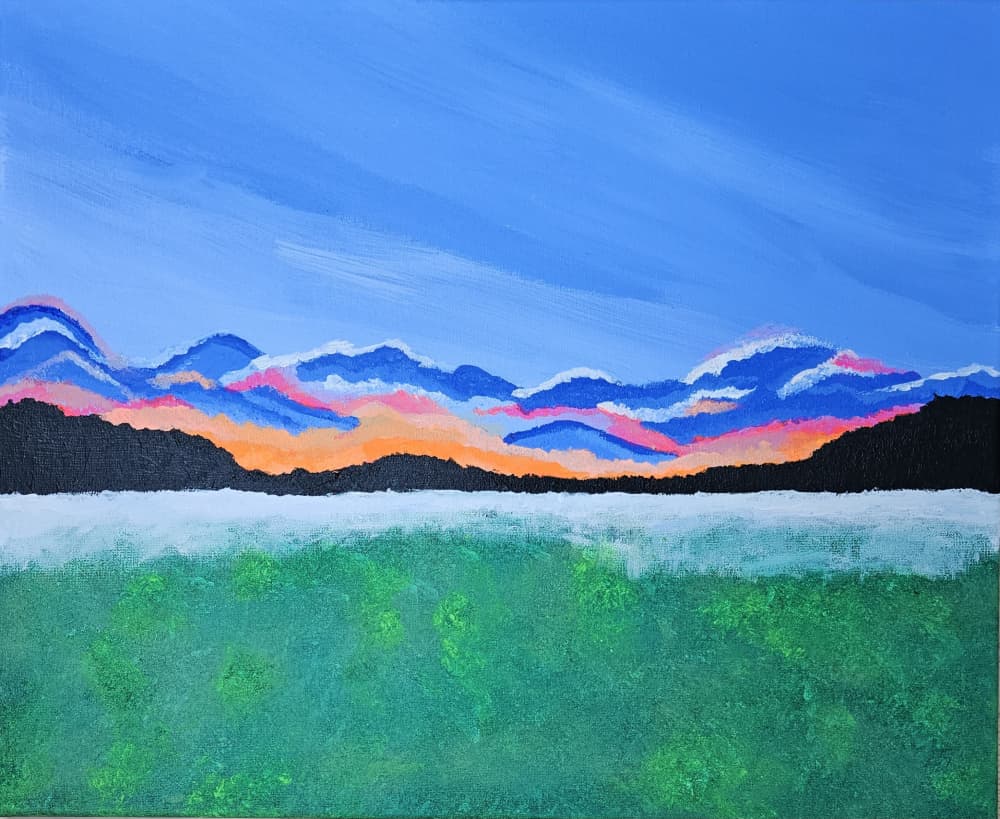 Colorful Mountain Sunset by Olea Huuska — canvas wall art