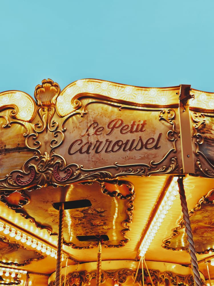 Golden Carousel Lights by Ohkimiko — canvas wall art