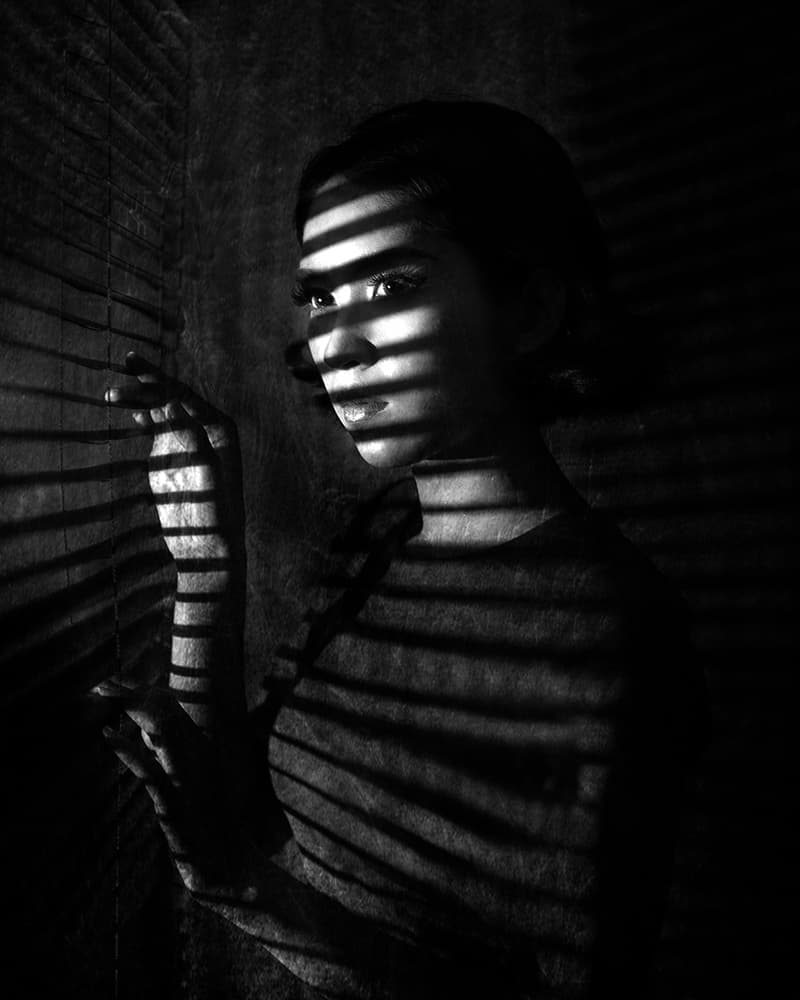 Woman in Striped Shadows by Anthony Skip — canvas wall art