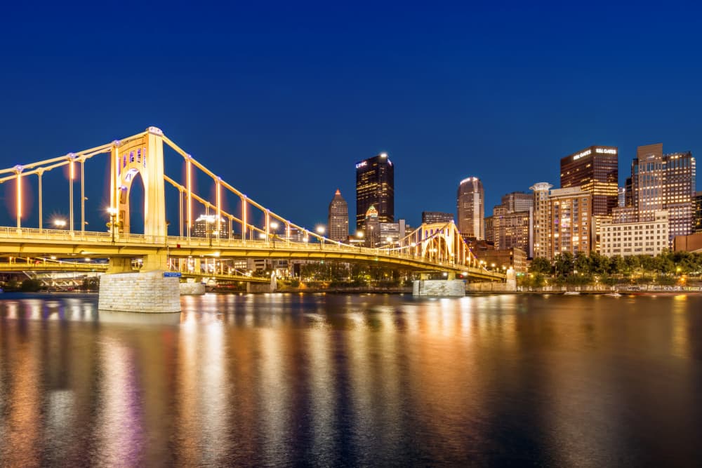 Pittsburgh Golden Bridges by Melanie Viola — canvas wall art