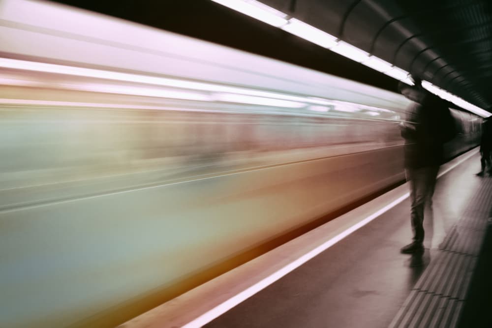Speeding Subway Platform by Justyna Jaszke — canvas wall art