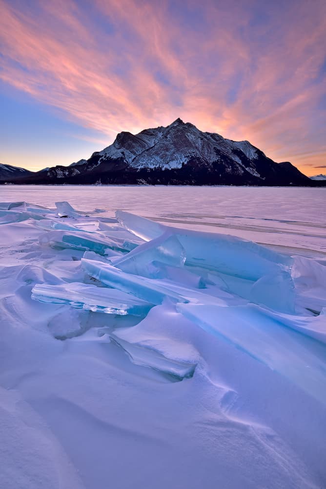 Icy Peaks Pink Sky by Mei Xu — canvas wall art