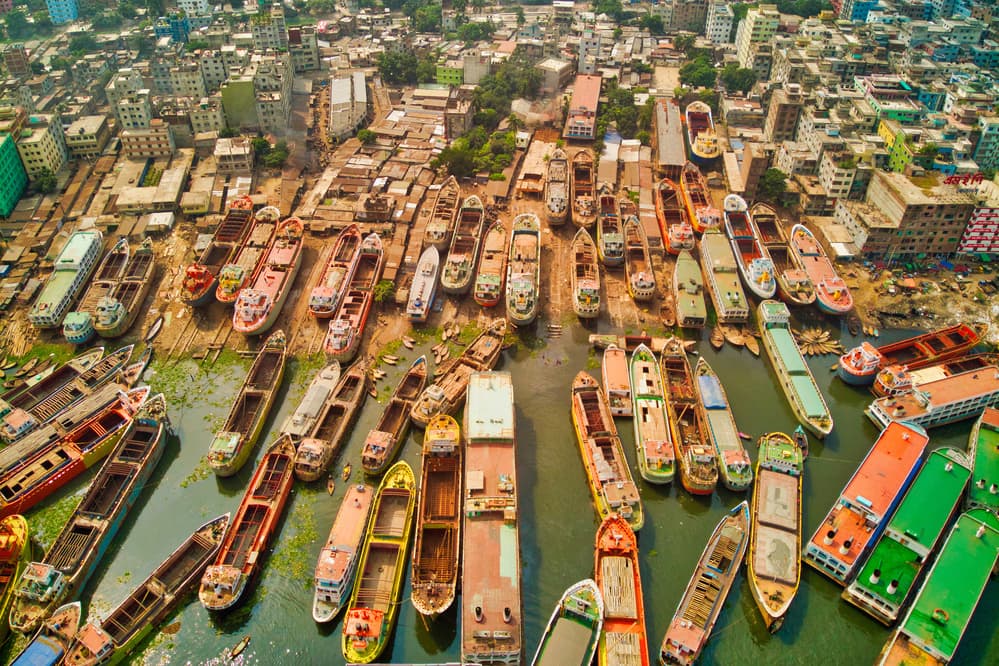 Crowded River Port by Azim Khan Ronnie — canvas wall art