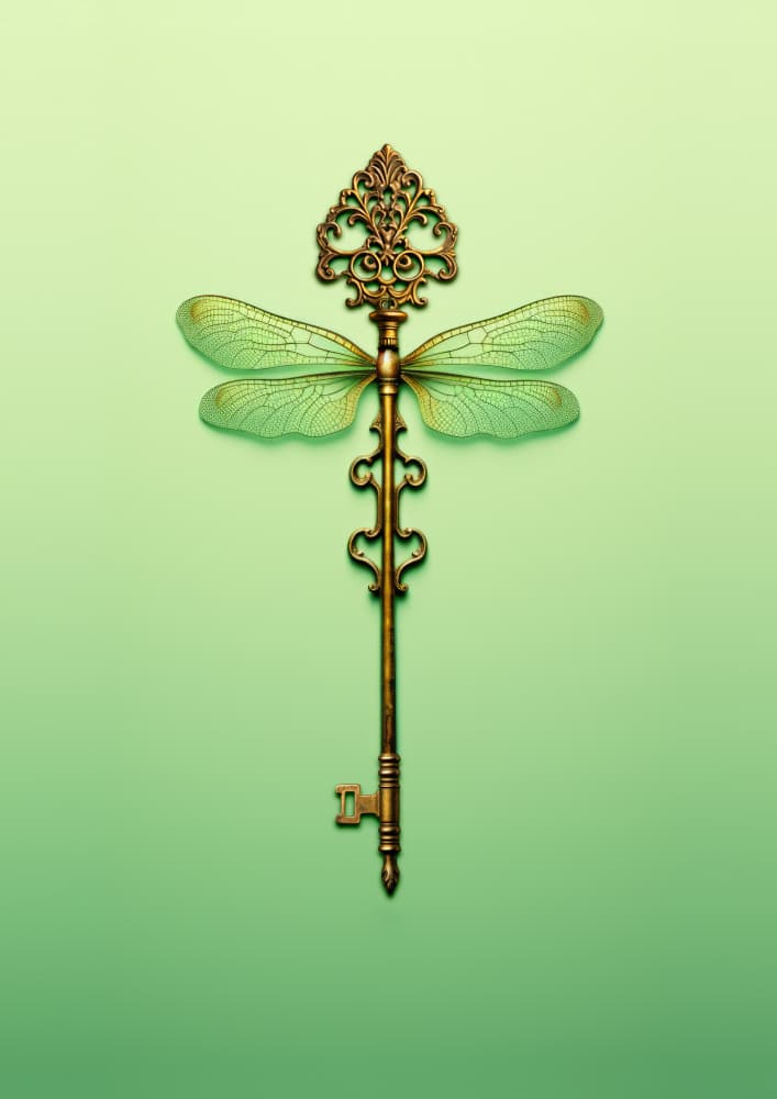 Golden Dragonfly Key by Artem Pozdniakov — canvas wall art