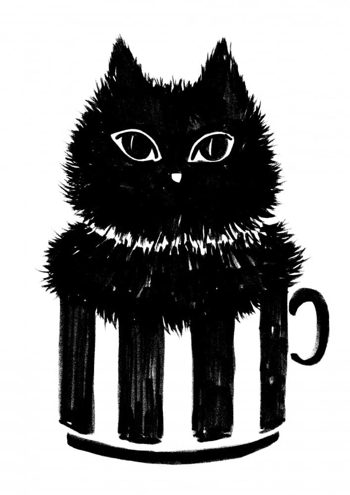 Cute Cat In Mug by Rosana Laiz Blursbyai — canvas wall art