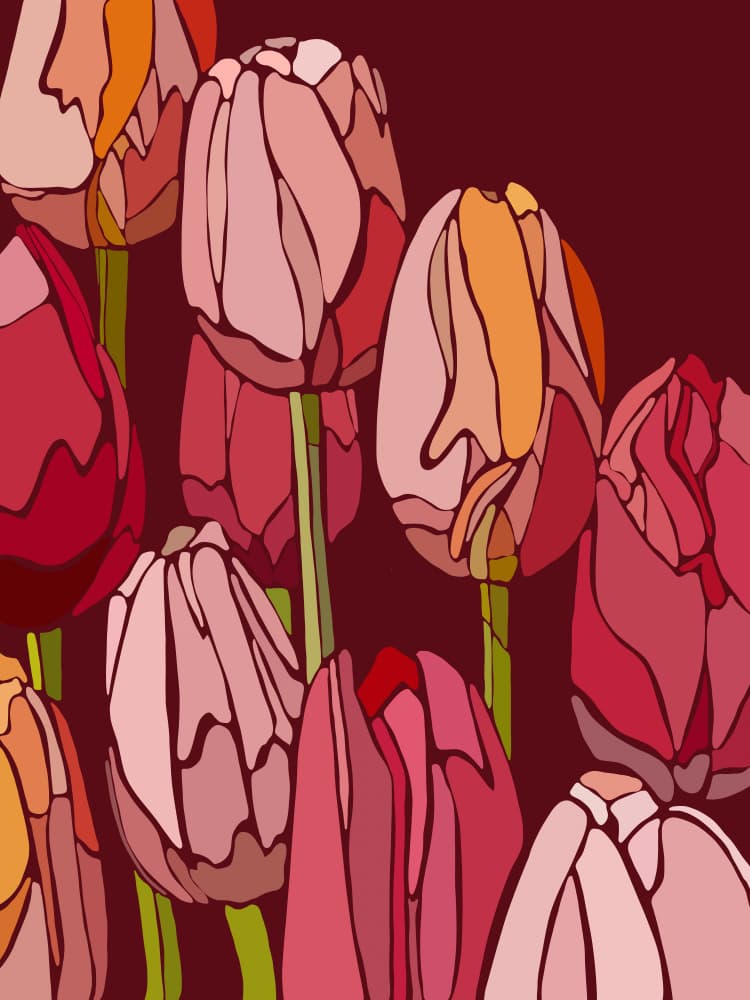 Rich Crimson Tulips by Ankie Kooi — canvas wall art