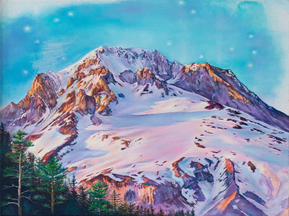 Alpenglow Mountain Peaks by Anne Wölk — canvas wall art