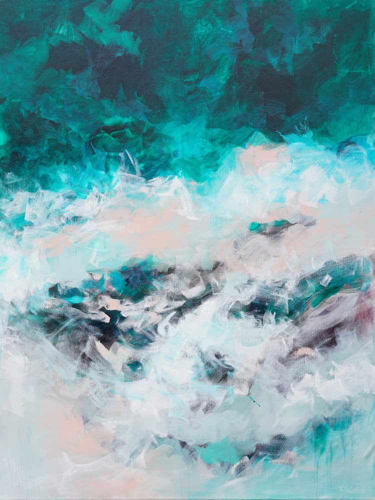 Turbulent Teal Waves by Françoise Wattré — canvas wall art