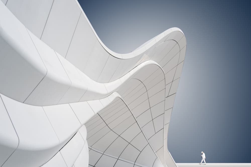Sleek White Architectural Curves by fotomarion — canvas wall art