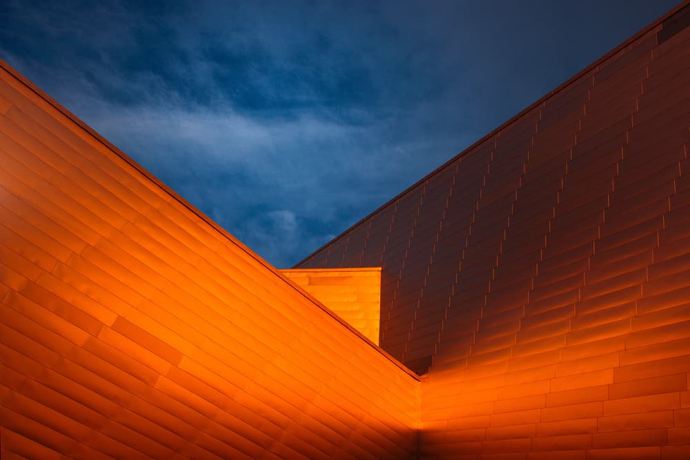 Geometric Building Glow by Jure Kravanja — canvas wall art