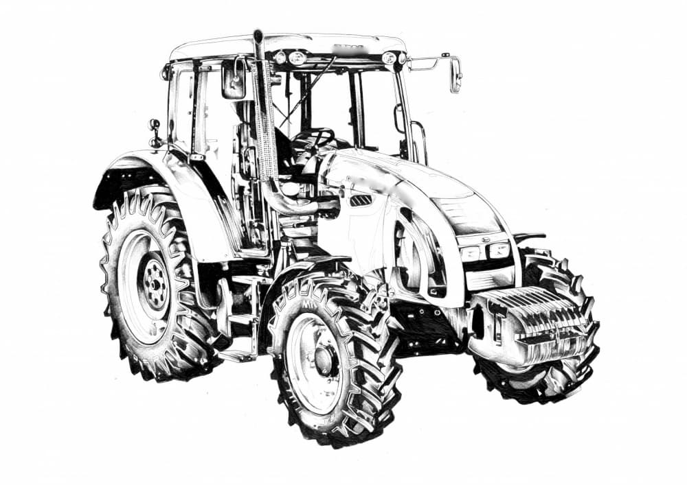 Modern Farm Tractor by Kulik — canvas wall art