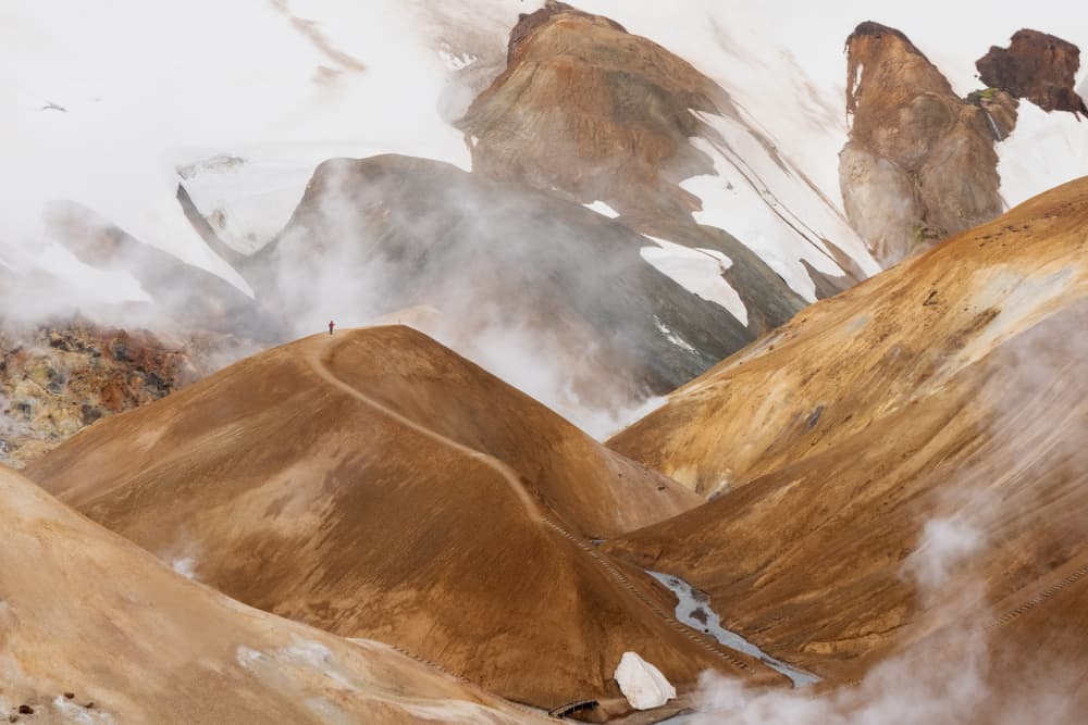 Hiker on Dramatic Ridge by James Cai — canvas wall art