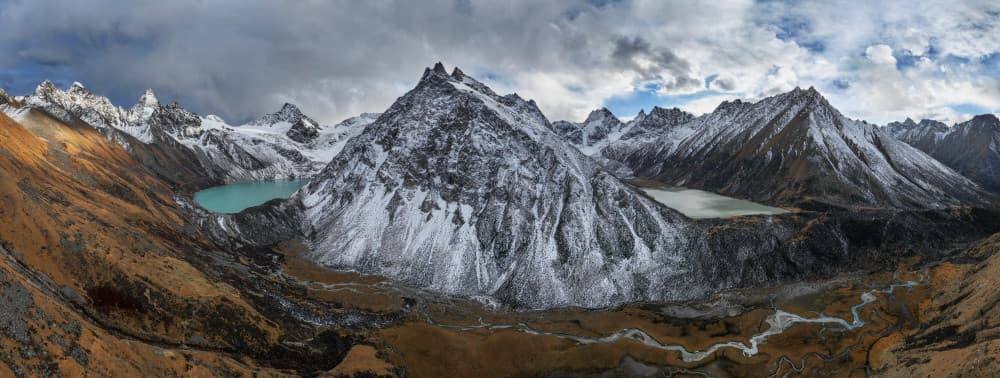 Panoramic Mountain Valley Lakes by Dianne Mao — canvas wall art