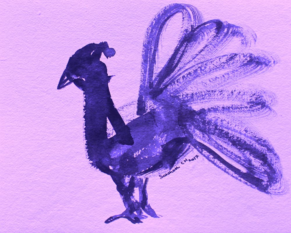 Regal Purple Peacock by Santhosh ch — canvas wall art