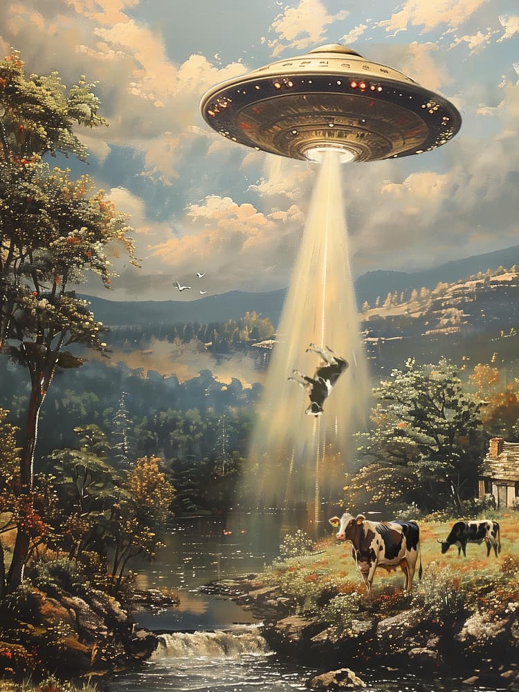 Alien Cowspiracy by Dikhotomy — canvas wall art