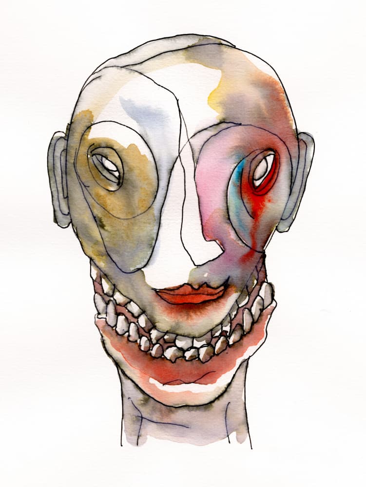 Distorted Grin Portrait by Wildemar Doomgriever — canvas wall art