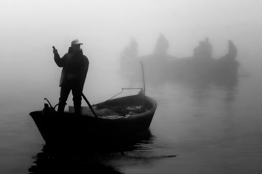 Foggy River Fisherman by Ummu Nisan Kandilcioglu — canvas wall art