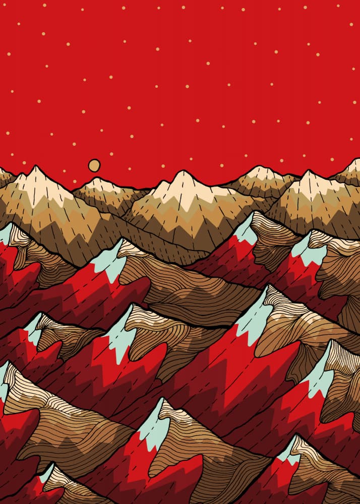 Red Sky Mountain Peaks by Stephen Wade — canvas wall art