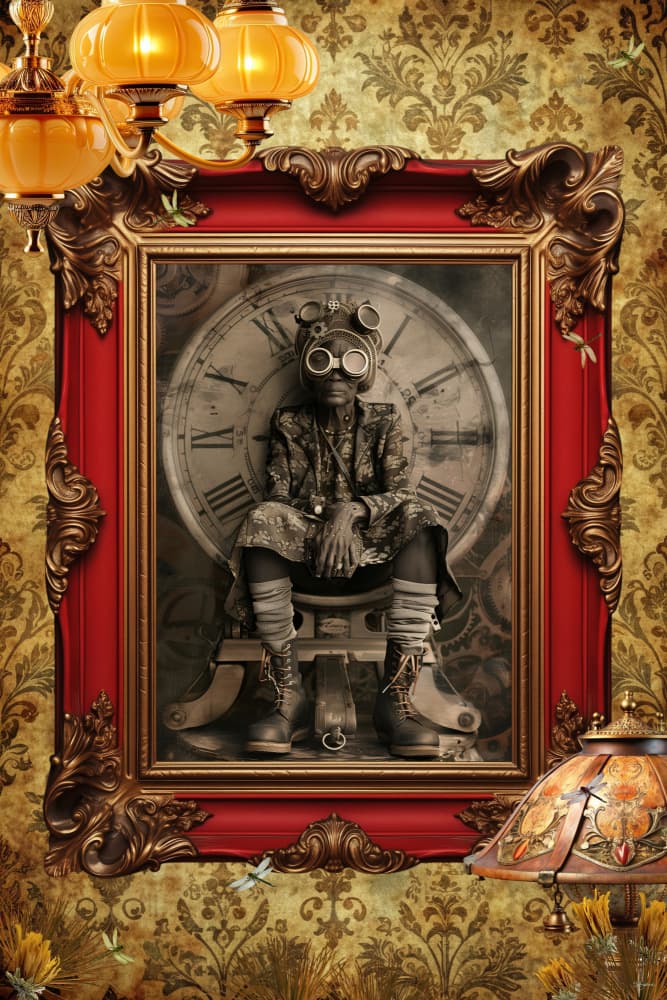 Steampunk Clock Portrait by Sue Skellern — canvas wall art