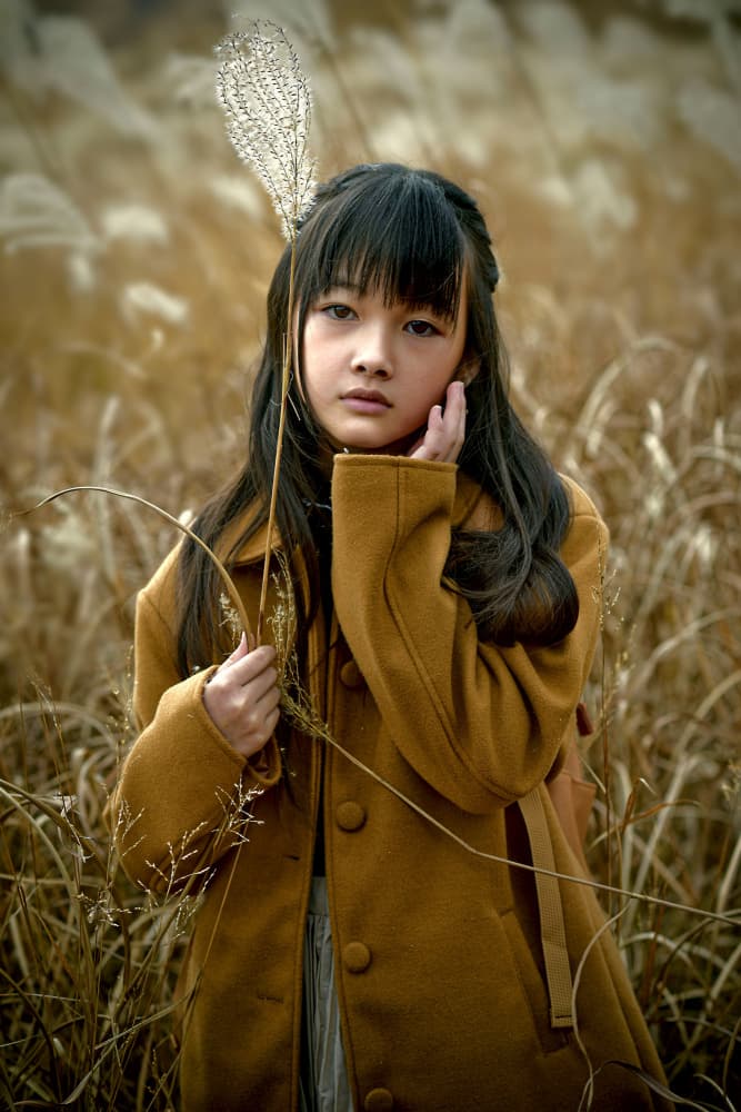 Young Girl in Autumn Field by Miharu † — canvas wall art