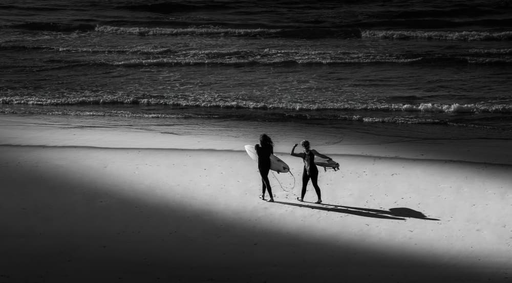 Surfers and Shadows by Kenneth-Wei Zeng — canvas wall art