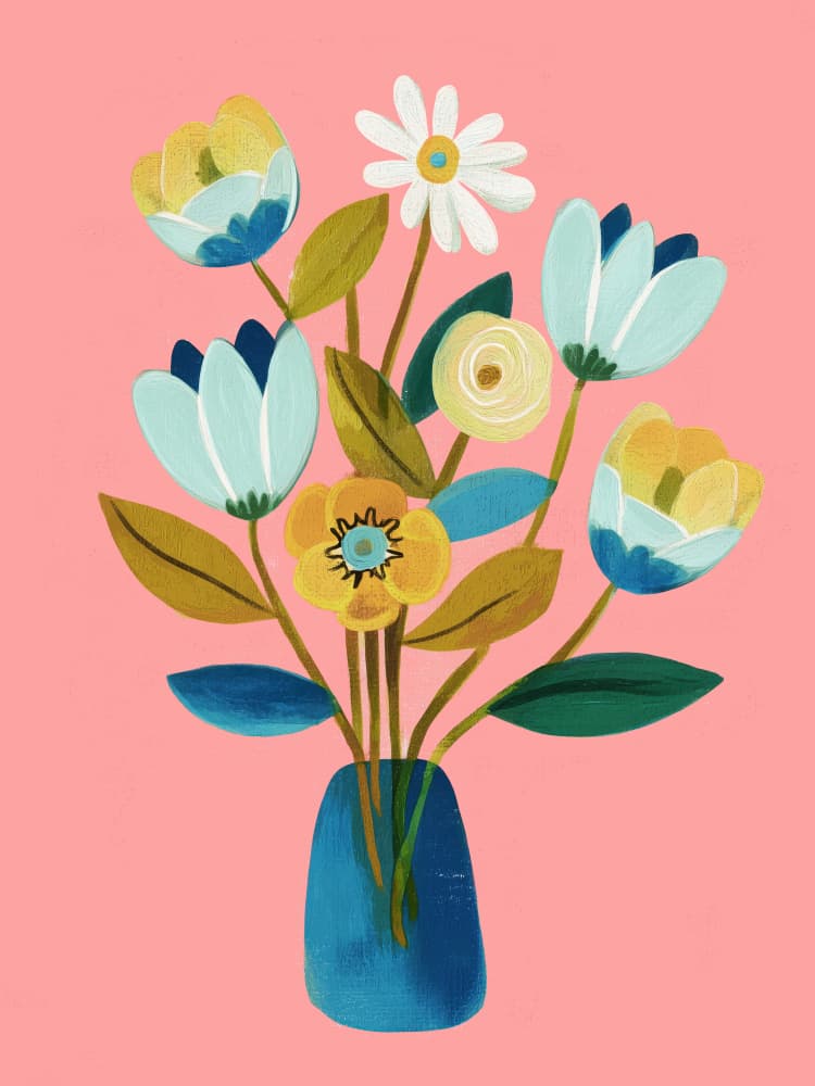 Whimsical Floral Bouquet by Flow Line — canvas wall art