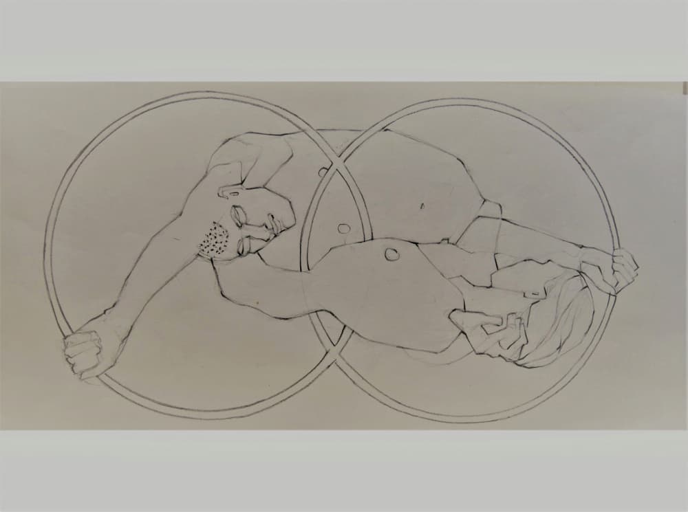 Intertwined Human Forms by Doris Schmitz — canvas wall art