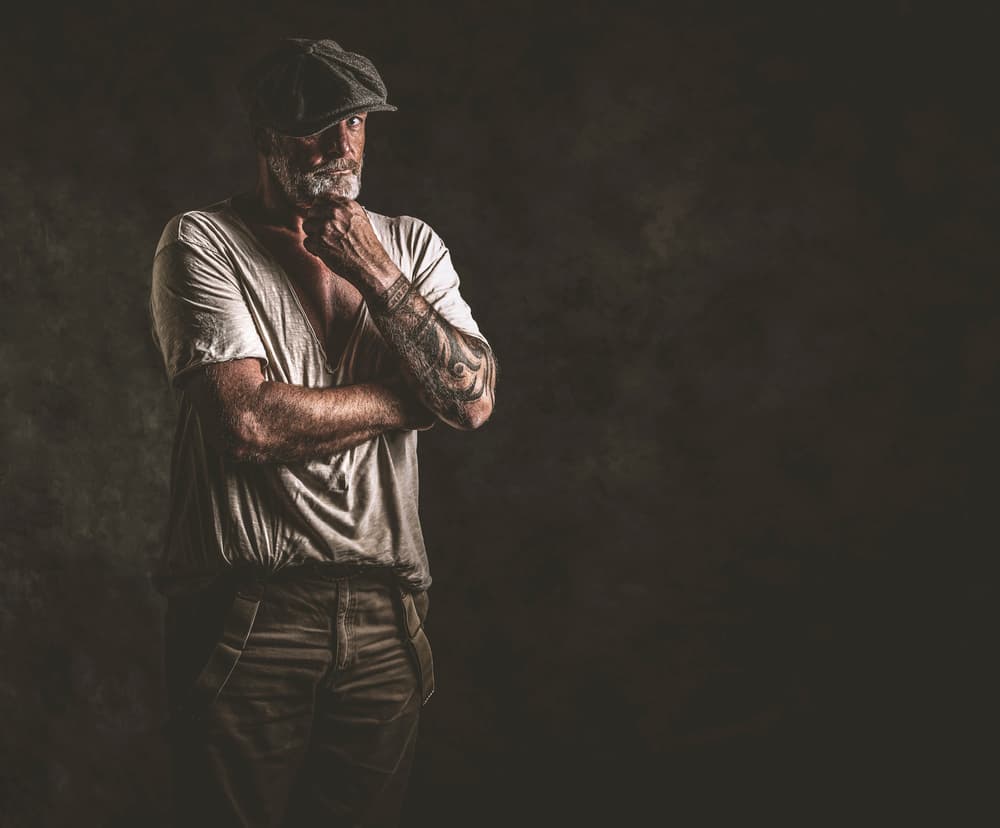 Bearded Man Pensive Gaze by gNo — canvas wall art