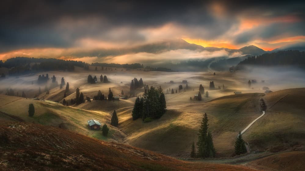 Misty Alpine Valley Sunrise by Tomasz Rojek — canvas wall art