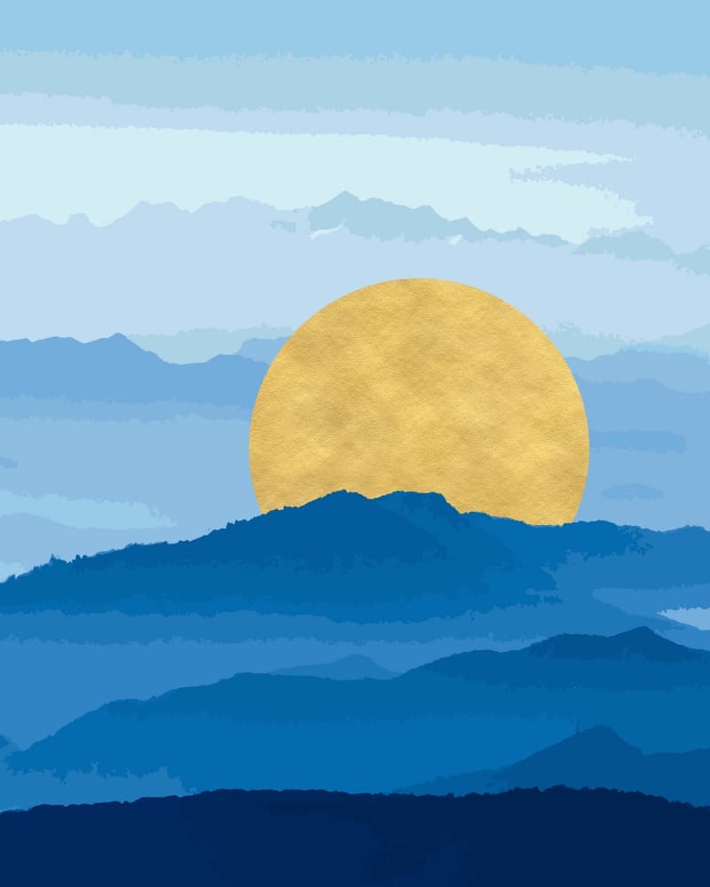 Blue Mountains Golden Sun by Emiliano Deificus — canvas wall art