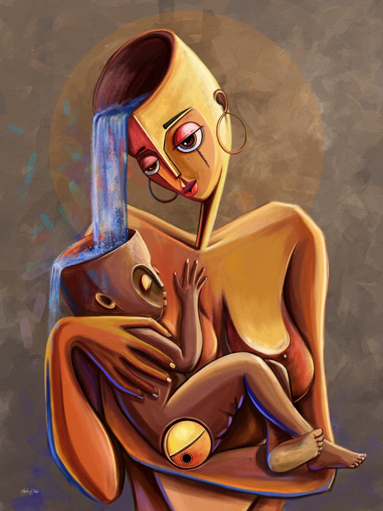 Maternal Nurturing Flow by Adetoro Debas — canvas wall art